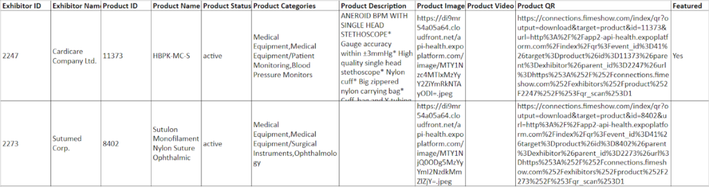 export of qr codes download links