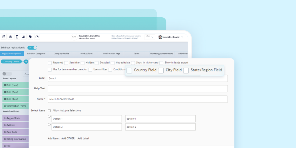Re-usable fields in registration